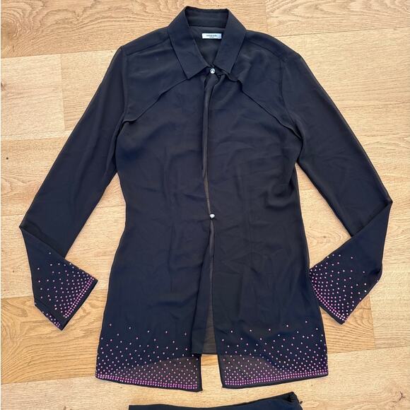 House of CB - Mistress Rocks Mini Skirt in Black with Purple Crystals - Picture 3 of 9